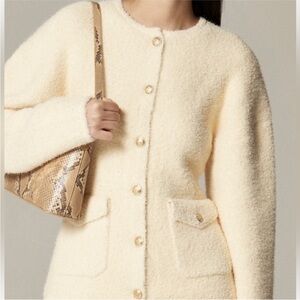J. Crew Boucle cinched waist cardigan jacket gold button
